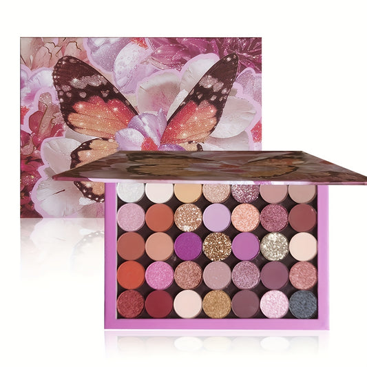 35 Colors Eyeshadow Palette Brown Purple Pink Matte Shimmer Pearly Eye Makeup