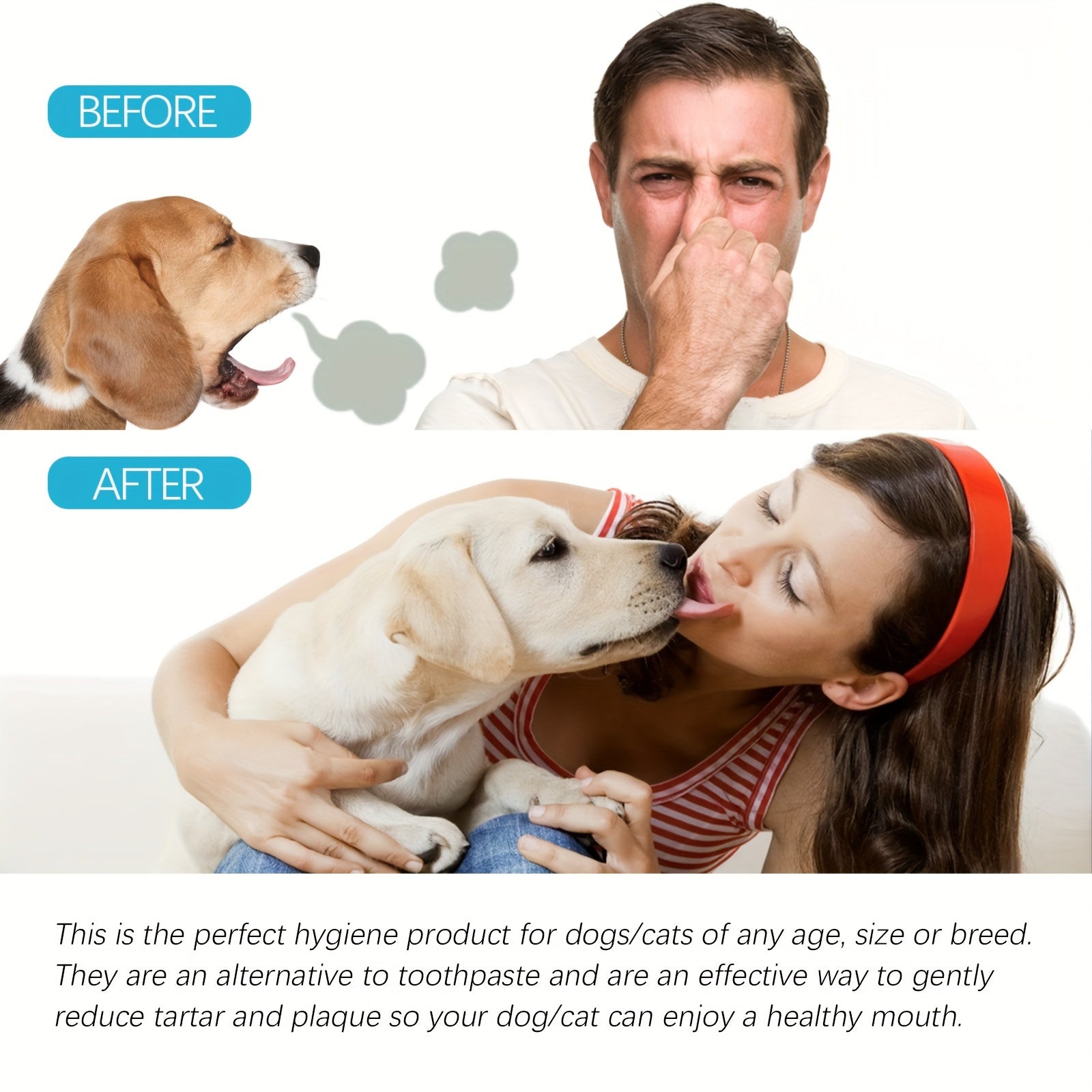 50pads Dog Toothbrush Pet Finger Cover Dental Cleaning Wipes