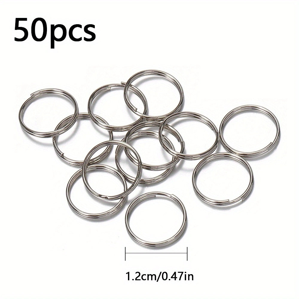 50pcs Metal Keyring Blank Circle DIY Keychain Jewelry Making 6 20mm