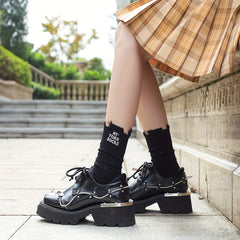 Letter Print Socks Comfy & Breathable Ripped Socks Women's Stockings