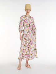 Floral Print Lantern Sleeve Maxi Dress