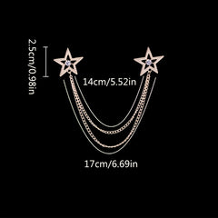 Man Chain Lapel Pin Suit Shirt Collar Tassel Brooch Retro Pins Wedding Party