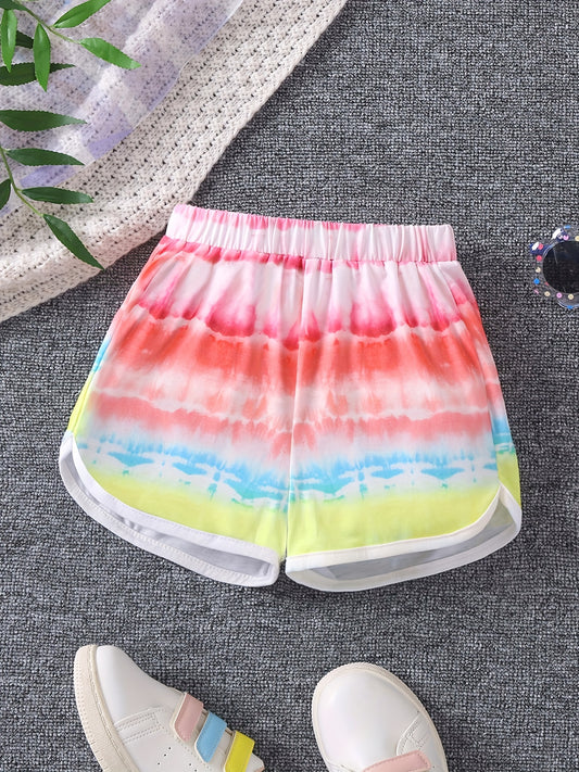 Toddler Girls Tie Dye Graphic Elastic Waist Track Shorts