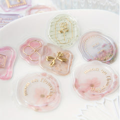 19pcs Bronzing Wax Seal Stamp Stickers 3D Epoxy Journal Decorative Stickers