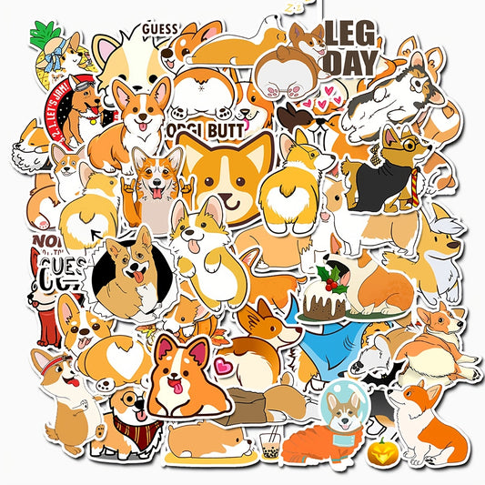 50pcs Corgi Stickers for Phone Laptop Luggage Water Cup