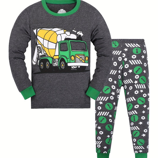Toddler Mixer Truck Pajamas Long Sleeve Top & Pants Set