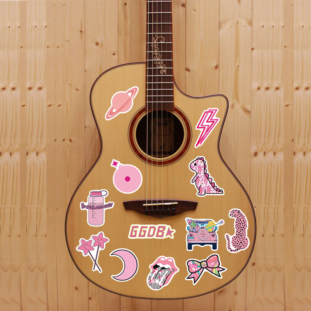 50 Pink Graffiti Stickers Water Bottles Laptops