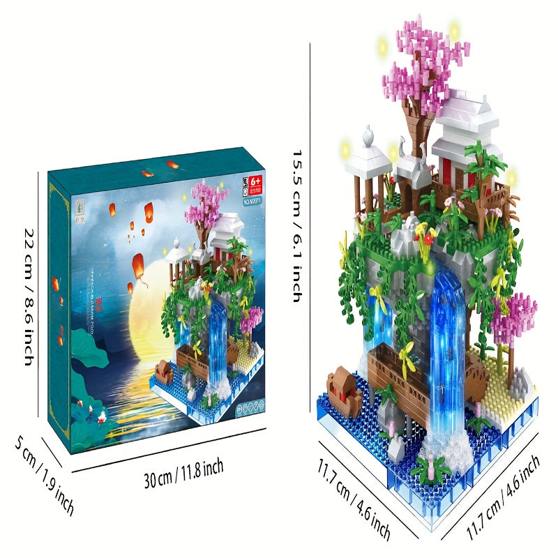 Chinese Peach Blossom Pool Architectural Building Blocks Gift