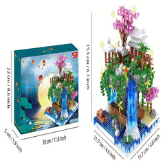 Chinese Peach Blossom Pool Architectural Building Blocks Gift