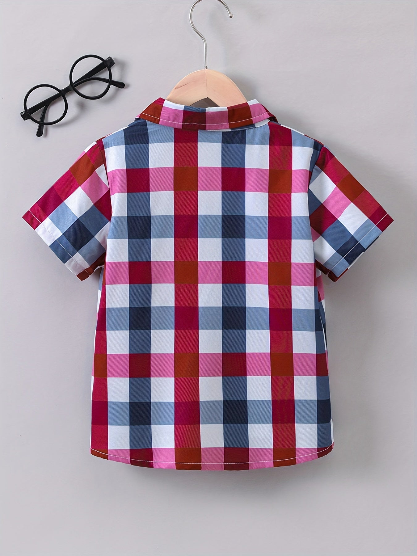 Boys Plaid Shirts Short Sleeve Casual Tops for Summer Kids Clothes
