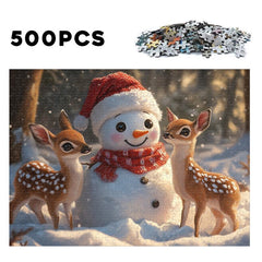 Snowman & Reindeer Jigsaw Puzzle 1000pcs Winter Scene Festive Gift