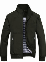 Men's Casual Stand Collar Zipper Pockets Jacket Coat Spring Fall