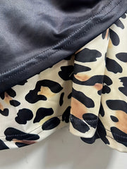  Colorblock Leopard Print Long Sleeve Dress