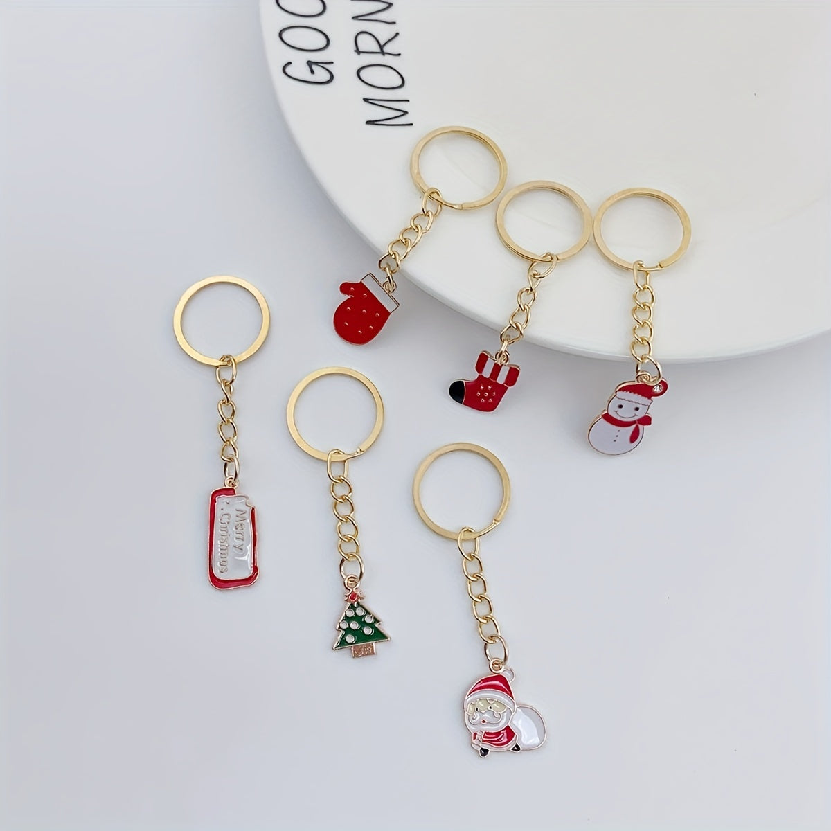 20pcs Christmas Keychain Metal Key Ring Purse Bag Charm Decoration Party Favors