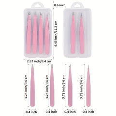 4pcs Eyebrow Tweezers Set with Storage Case
