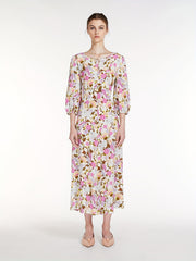 Floral Print Lantern Sleeve Maxi Dress