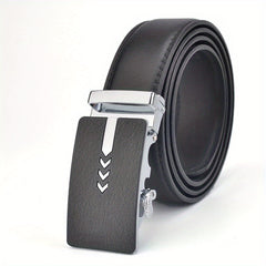 Men's Calfskin Leather Belt Automatic Buckle Business Suit Waist Strap