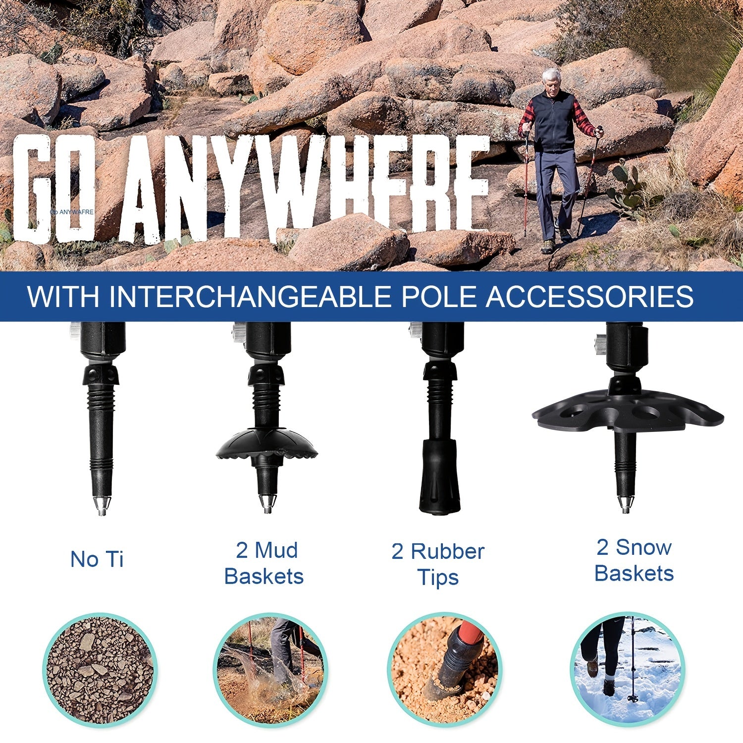 2pcs Aluminum Trekking Poles for Outdoor Activities