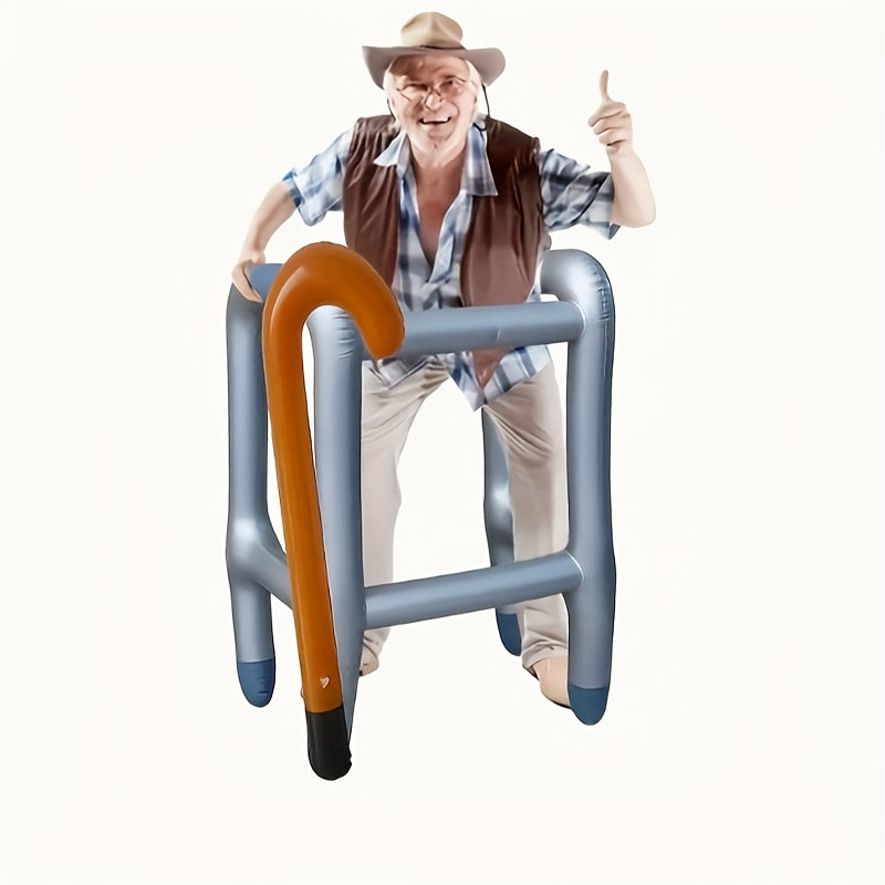 Inflatable Walking Aid Cane Costume Set for Halloween Pranks