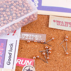 200pcs Rose Push Pins Map Tacks 1 6Inch Retro Metallic Beads Head