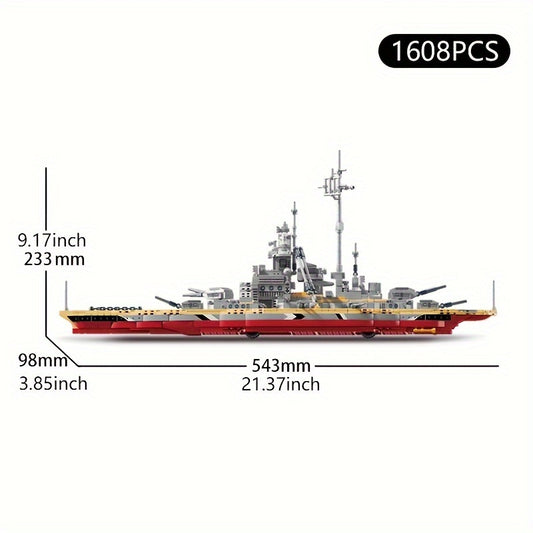 Battleship Building Blocks Military Boat Toy Carrier Assembly Set