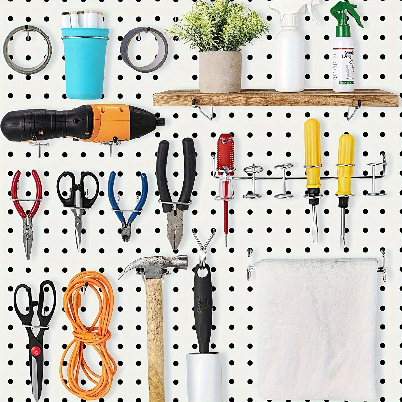Metal Pegboard w/ 1in Hole Spacing & Screws for Garage Wall Storage