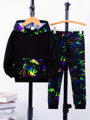 Boy's Paint Splash Pattern 2pcs Outfit Set