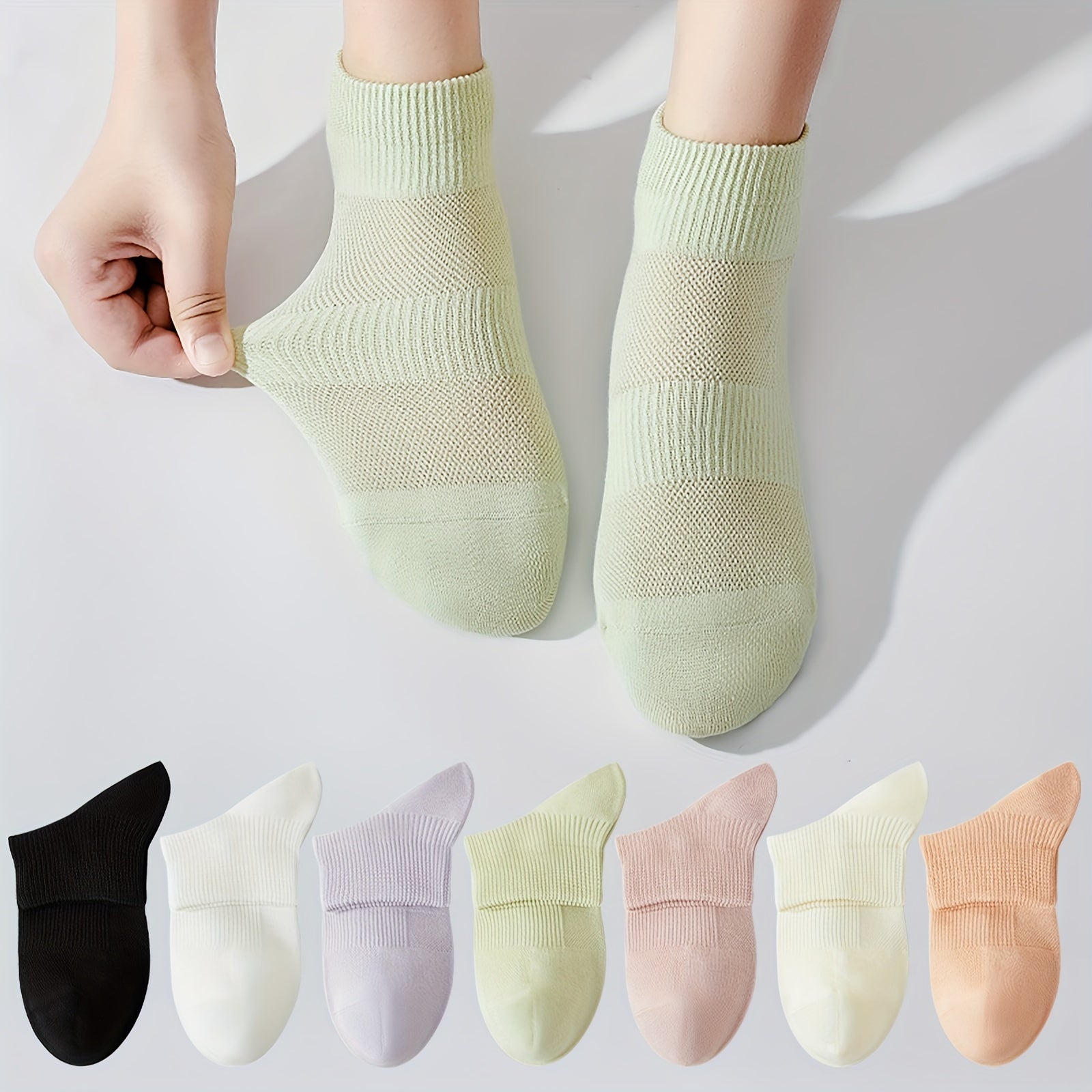 7 Pairs Women's Crew Socks Set Soft & Breathable Stockings