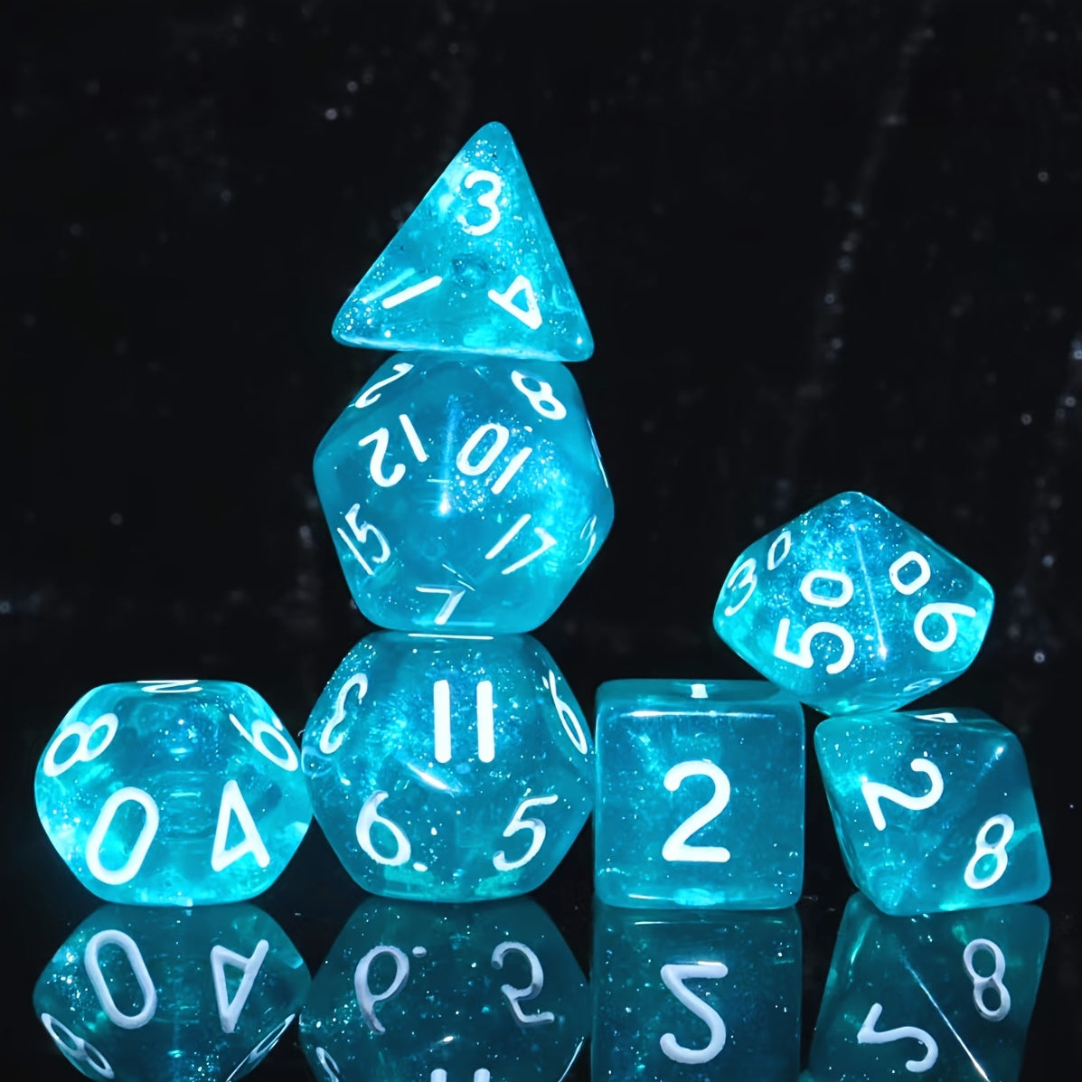 Mini Acrylic Dice Set Monochrome Style - Set of 7