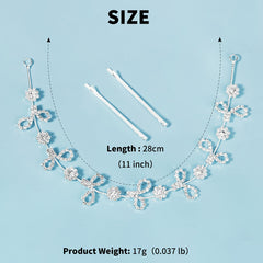 Crystal Silk Wedding Headband Rhinestone Bridal Headpiece Silver