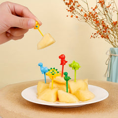 6pcs Dino Fruit Fork Toothpick Decoration Cake Picks Kids Snack Forks