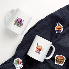 50pcs Halloween Horror Food Stickers Waterproof PVC Decoration
