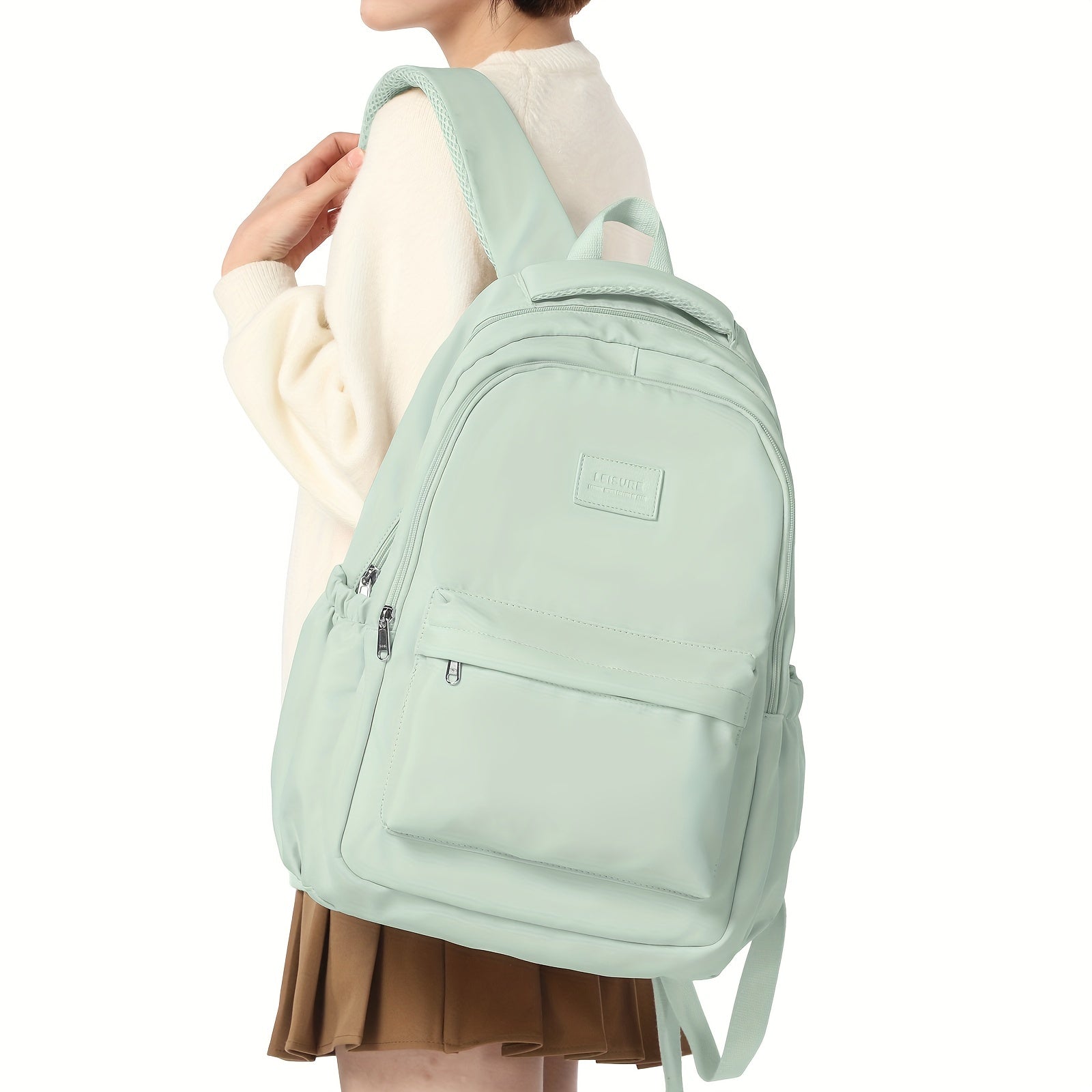 Preppy Zipper Storage Backpack All Match Daypack Travel Bag