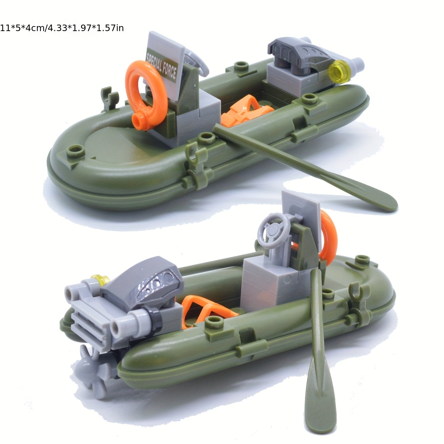 Durable ABS 1pc Military Rubber Dinghy Building Block Toy