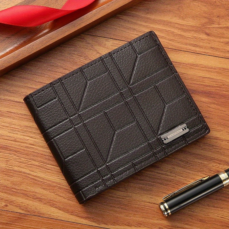 Men's Casual Checkered Wallet Soft PU Leather