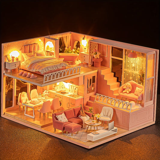 Girl Princess DIY Dollhouse Kit Assembled Building Model with Furniture
