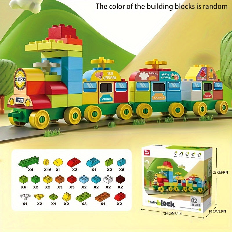 68pcs Building Blocks Train Set Creative Educational Toy Gift