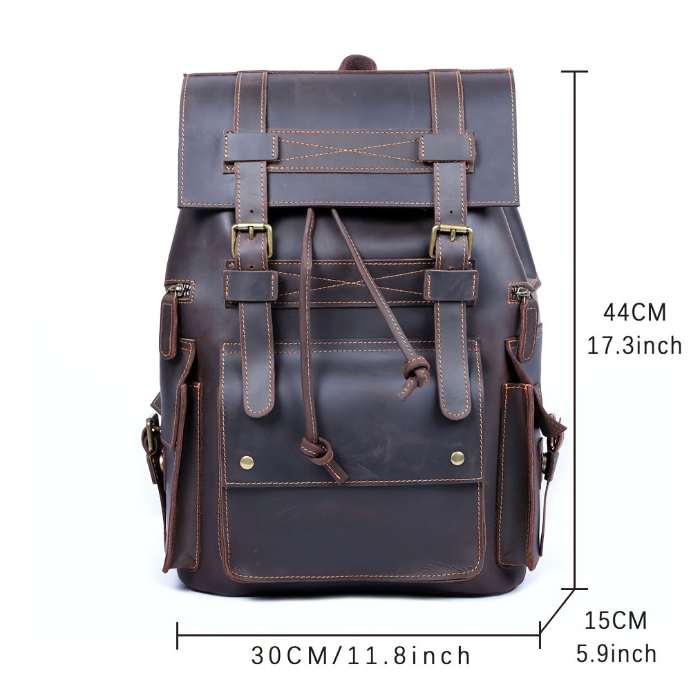 Leather Vintage Backpack For Men Travel Backpacks Large Capacity Backpack