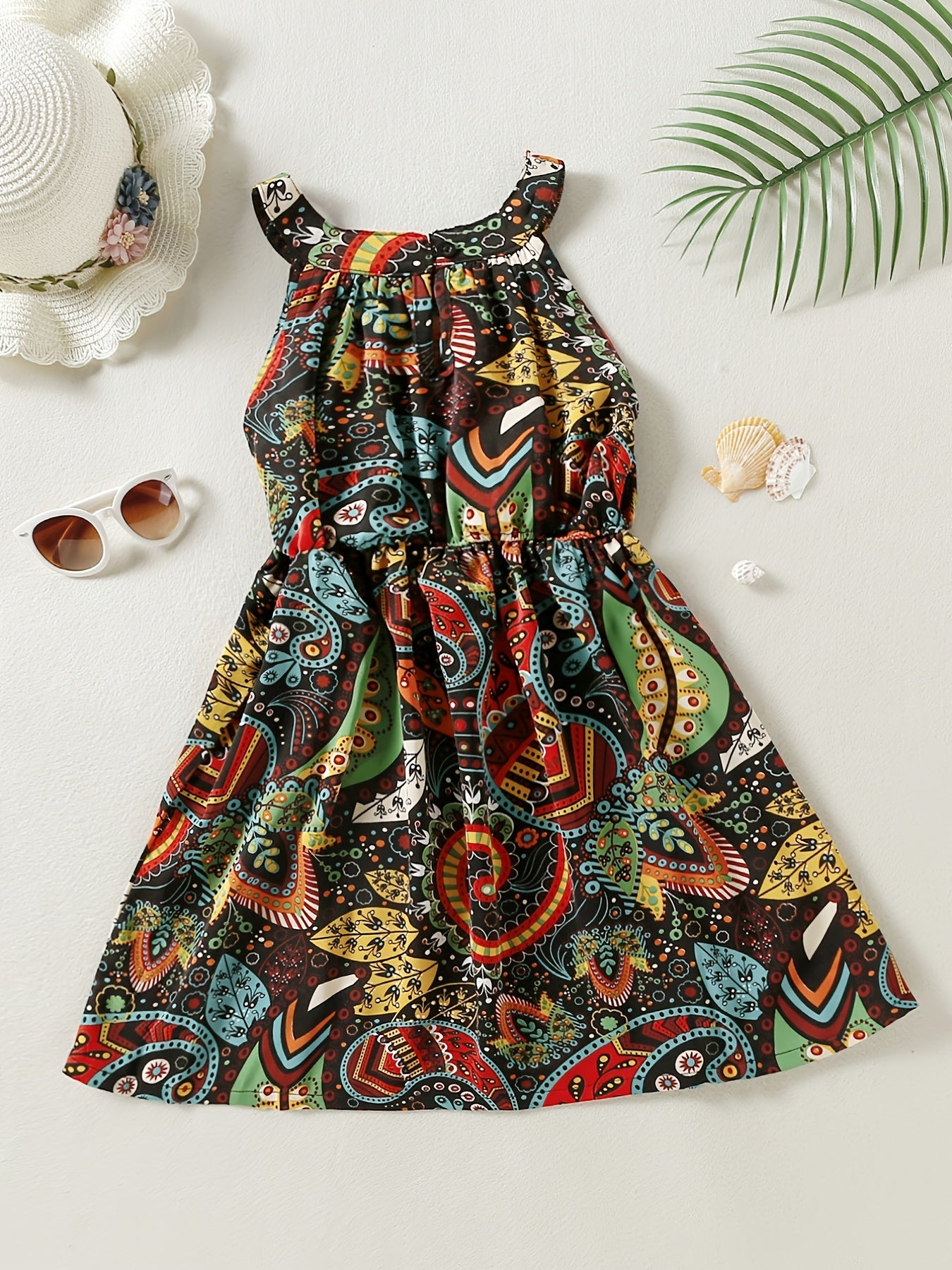 Girls Boho Graphic Casual Dress for Party Beach Vacation