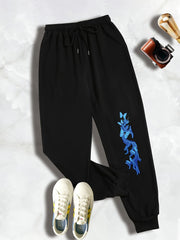  Butterfly & Lightning Print Drawstring Sweatpants