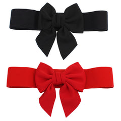 Sweet Bowknot Elastic Waist Belt Women's Dress Decoration Wide Belt