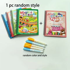 Kids' Magic Water Book 2pcs Reusable Educational Coloring Book Cartoon Theme