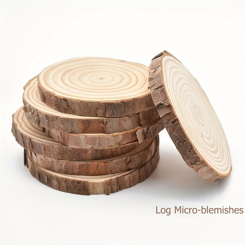 3 Thick Pine Wood Slices Circles With Tree Bark Log Discs DIY Crafts