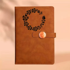 Red Green Faux Leather A5 Notebook Set Floral Pattern
