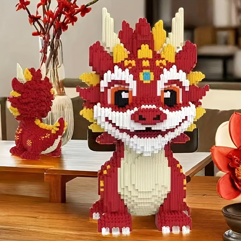 8120pcs Red Kylin Dragon Building Kit Colorful Animal Model Craft Set