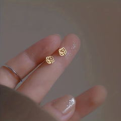 Hollow Rose Flower Stud Earrings 14K Plated Daily Wear Accessories