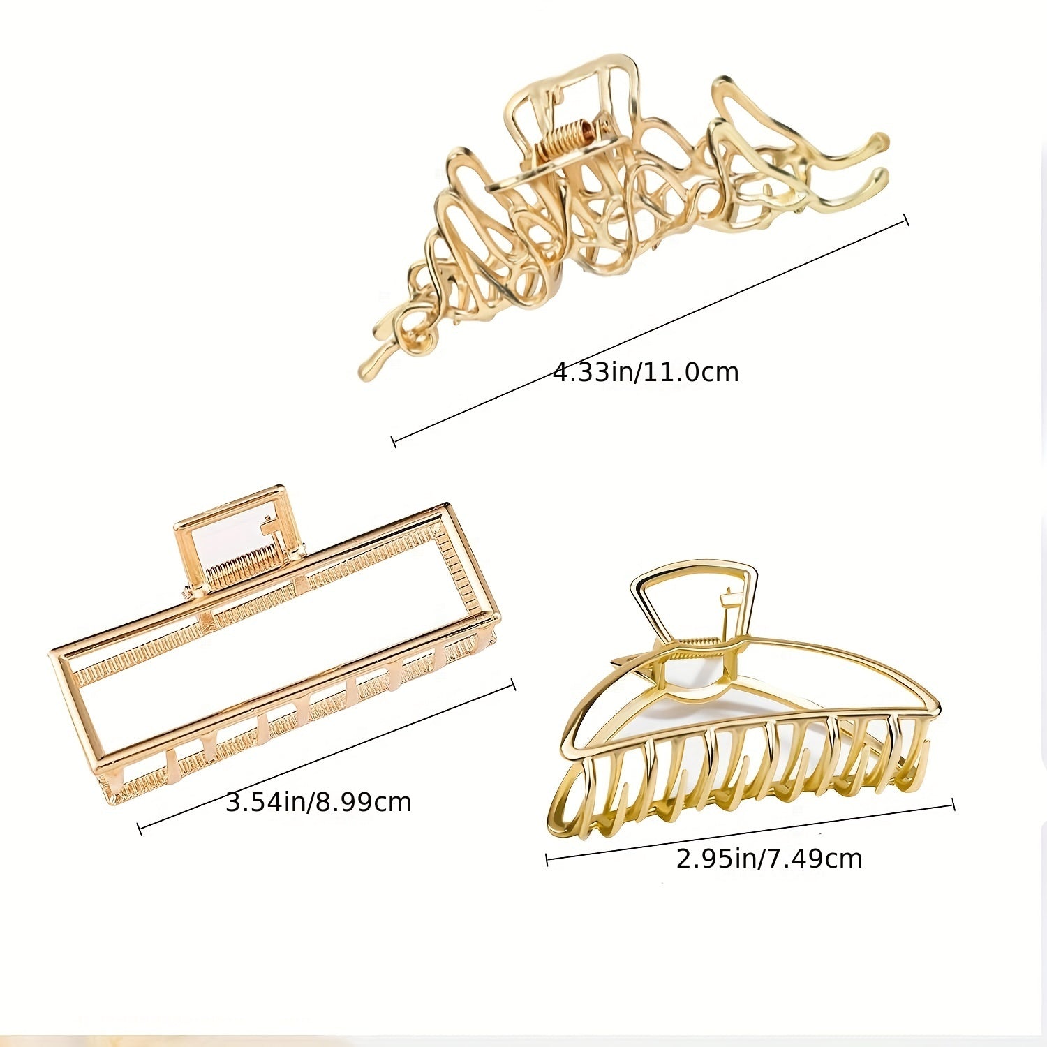 4PCS Metal Large Hair Claw Non Slip Barrette Hair Styling Accessories