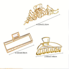 4PCS Metal Large Hair Claw Non Slip Barrette Hair Styling Accessories