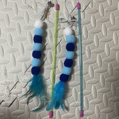 Interactive Feather Cat Teaser Stick Toy with Pompom