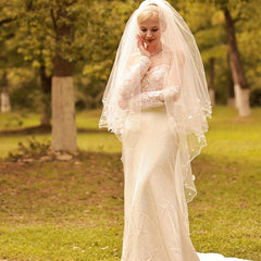 Bridal Shawl with Glowing Lights & Satin Bow